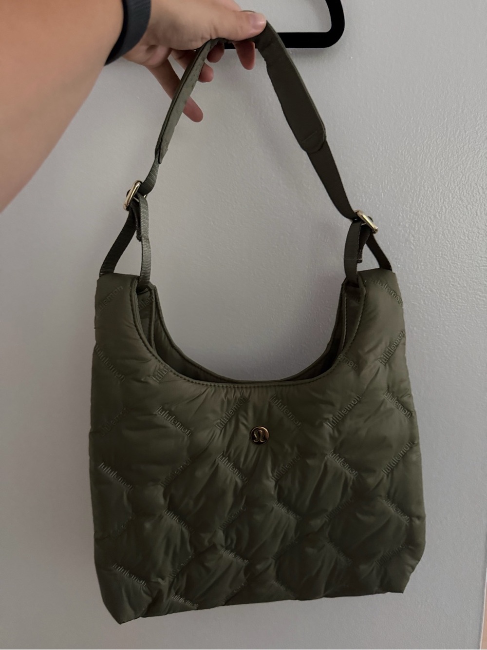 Lululemon Olive Quilted Shoulder Bag